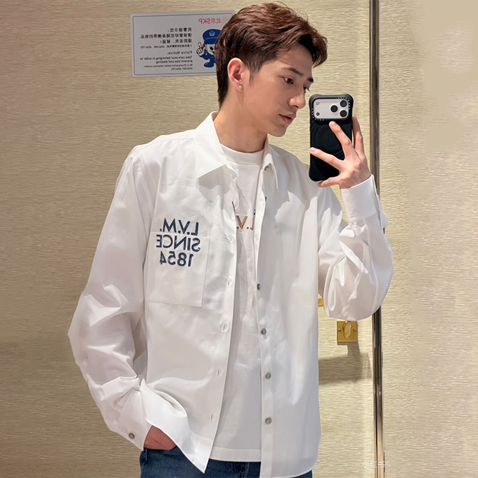 lv louis vuitton 26ss lvm since 1854 embroidered long sleeve shirt